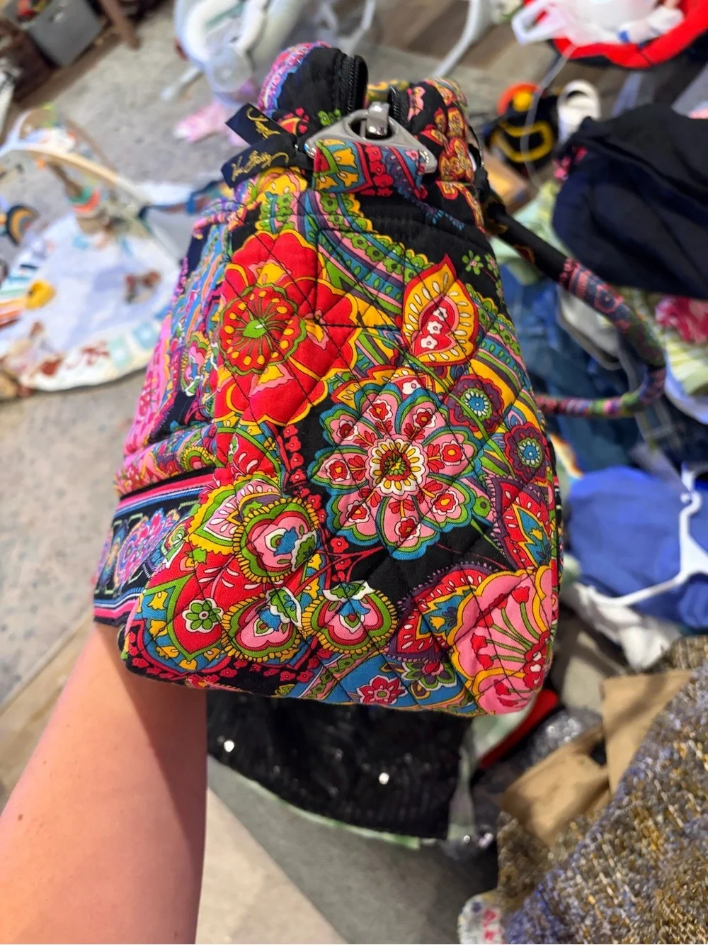Vera Bradley Black Multicolor Quilted Floral Paisley Laptop Bag
